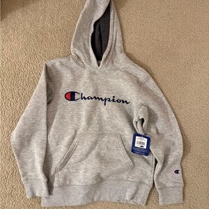Champion Light Gray Hoodie with Logo
